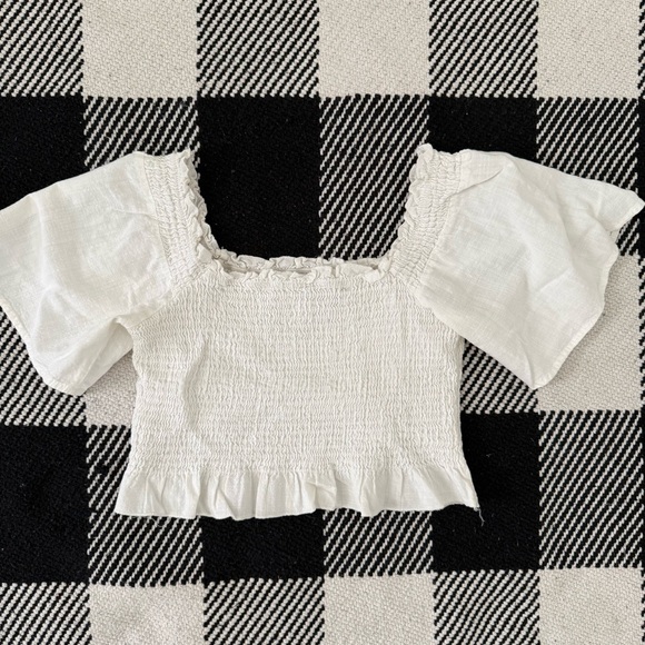 White Smocked Ruffle Top - Picture 2 of 2